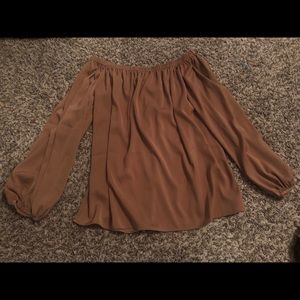 Carmel colored off the shoulder top